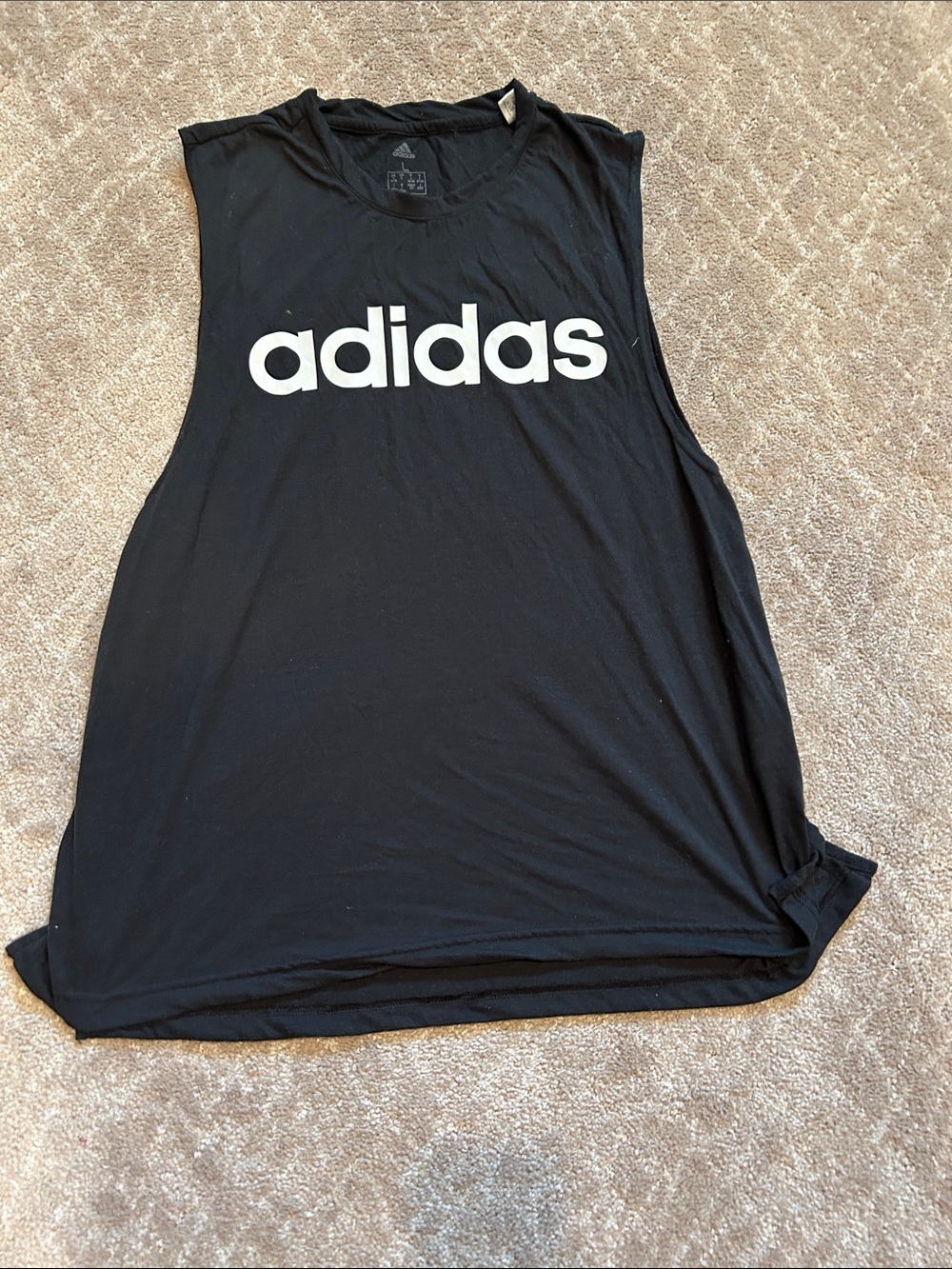 adidas Black Muscle Tee with White Wordmark